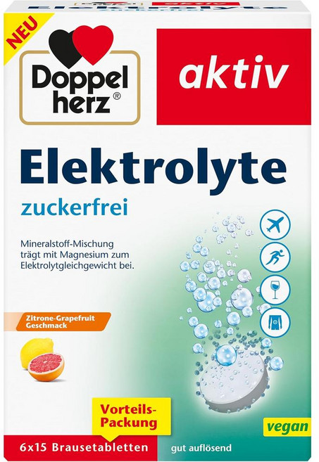 독일 도펠헤르츠 Doppelherz Electrolytes 전해질 발포정 with 마그네슘 레몬자몽맛