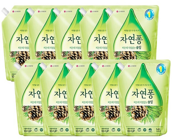 엘지생활건강 자연퐁 솔잎 리필 1.4Lx10개/주방세제 대용량, 10개, 1.4L