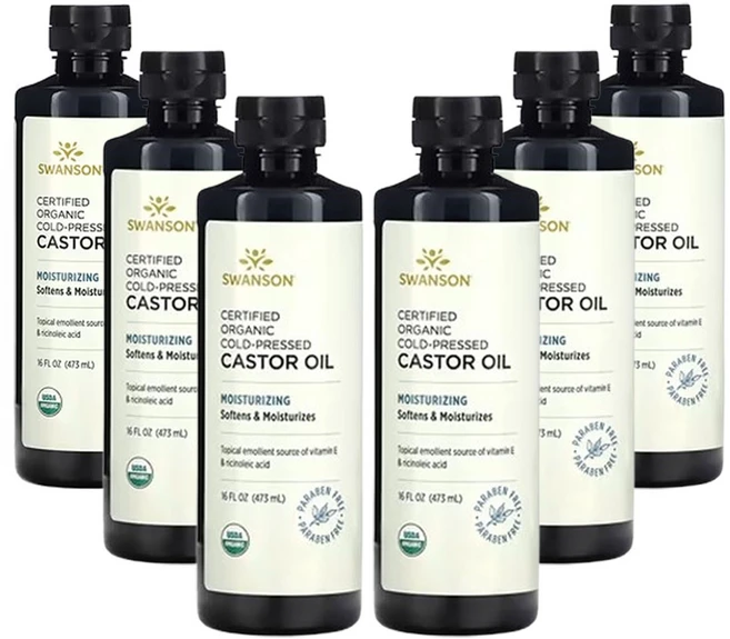 스완슨 유기농 인증 냉압착 캐스터오일 473ml(16fl oz), 6개, 473ml - 쿠팡