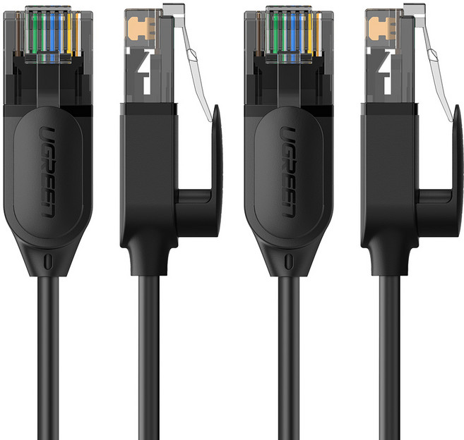 유그린 울트라 슬림 CAT6A 기가 랜선 랜케이블 0.5m, 블랙, 2개