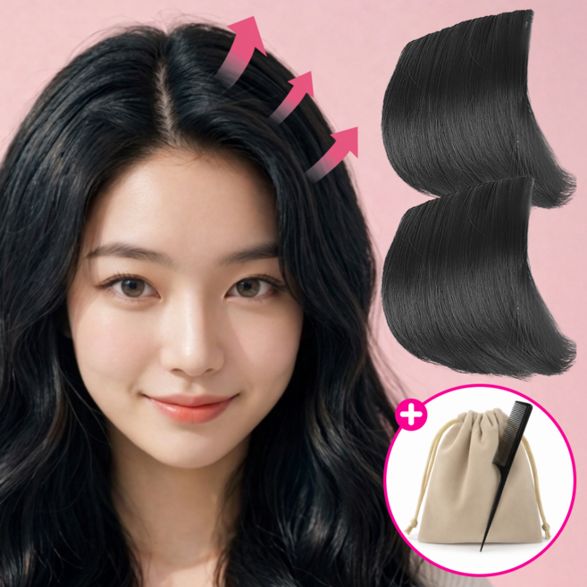 메릴 사이드볼륨 여성 옆머리 가발 헤어피스 부분가발 양쪽세트, 2개, 네츄럴 블랙_10cm