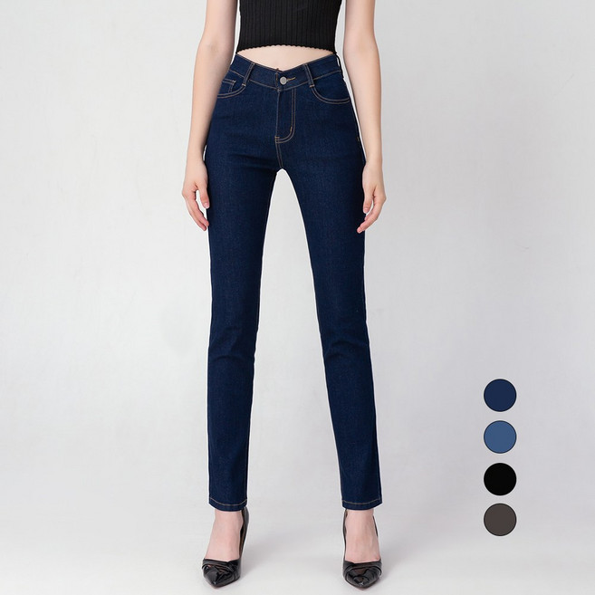 엘블로썸 여성 [숏 기본 롱] 스판좋은 히든밴드 슬림 일자 청바지