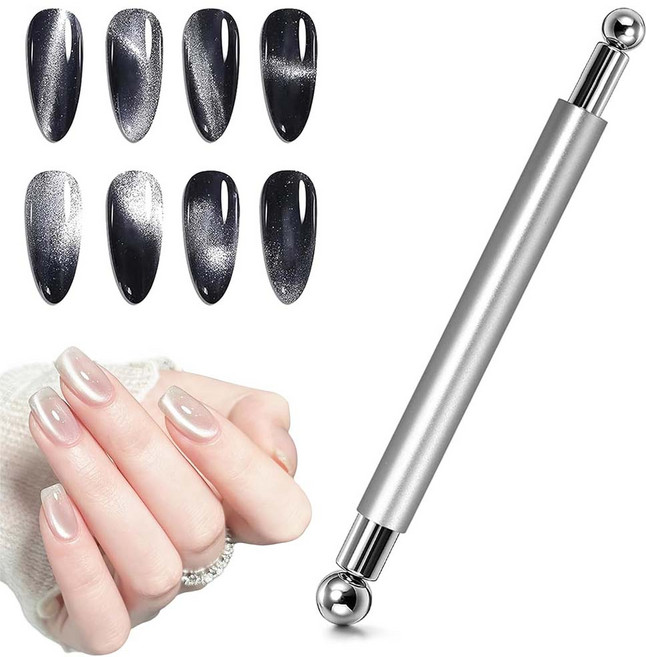 루베이 더블헤드 자석젤 네일 마그넷 스틱 프렌치 캣츠아이 워터글로우 볼타입 초보자/가족/네일숍, 1세트, 자석봉1개+자력볼 2개