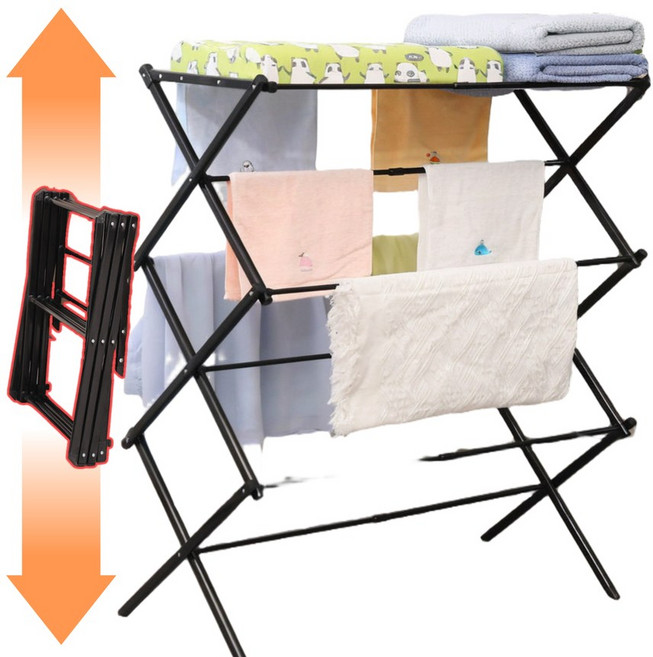 라워스 공각절약 튼튼한 접이식 빨래 건조대, 블래