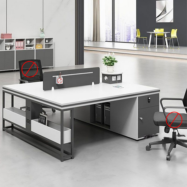 사무실 1인용/2인용 직원용 사무용 컴퓨터 책상 다용도 일자 테이블, 데스크탑 전선 박스