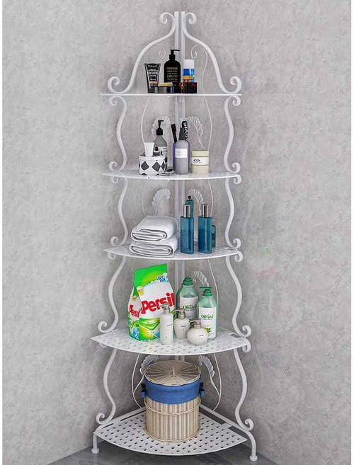 철제 접이식 욕실 코너 선반 방수 다층 수납 삼각 사각, 3층-(설치불필요)삼각형43x83cm청동