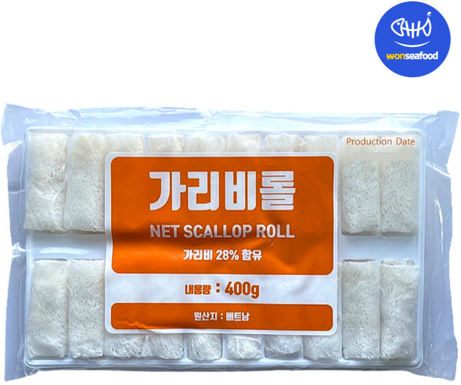 쌀피 가리비롤 400g 그물망 네트 짜조 스프링롤 딤섬 튀김 춘권, 1개