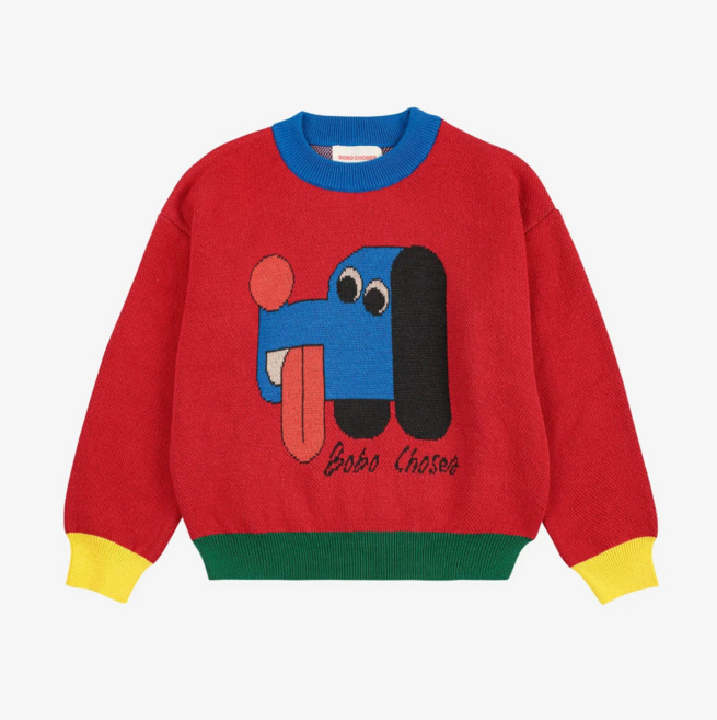 (정품)신세계백화점 보보쇼즈 25FW 키즈 니트 Doggy jacquard jumper B225AC111