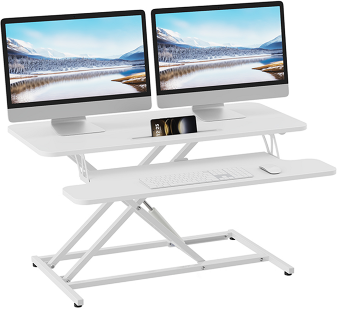 Ergomaker 모션 데스크 에어 리프트 높이조절 테이블 스탠딩 책상 91*40cm, 회이트