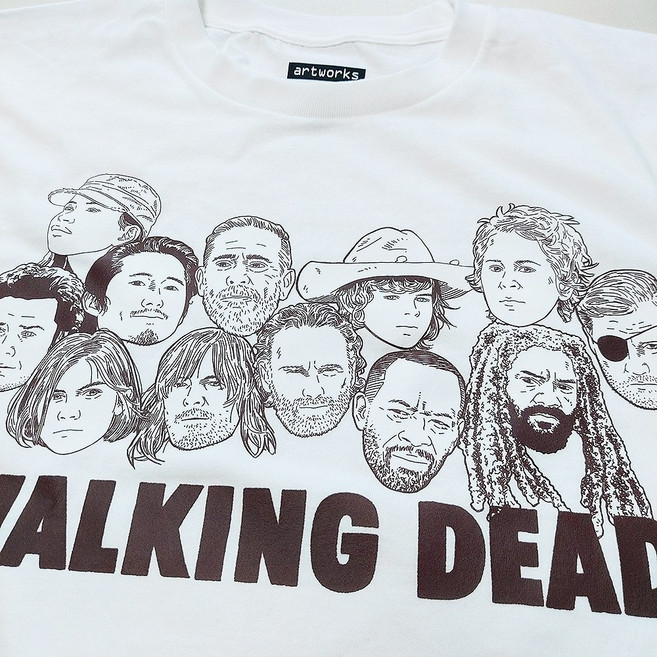 [아트웍스] 013 워킹데드 walking dead 넷플릭스 드라마 좀비 오버핏 미드 일러스트 간지나는 반팔 티셔츠
