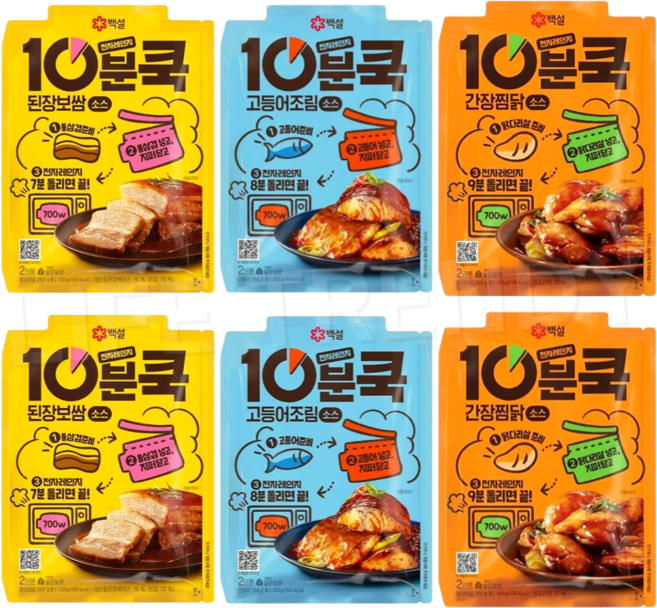 백설 10분쿡 된장보쌈 소스 2개 + 고등어조림 소스 2개 + 간장찜닭 소스 2개 혼합세트