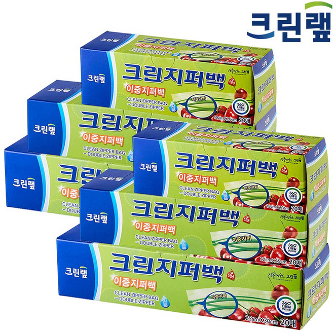 크린랲 크린지퍼백, 소형(18x20)+중형(22x25)+대형(25x30), 20개입, 2세트