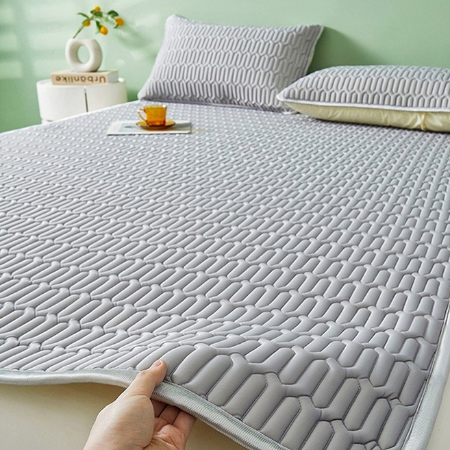 Surkat 천연 라텍스 사계절 방습 침대 매트 여름 냉감 패드 차가운 침대 쿨매트 하이클래스, 5mm, 그레이