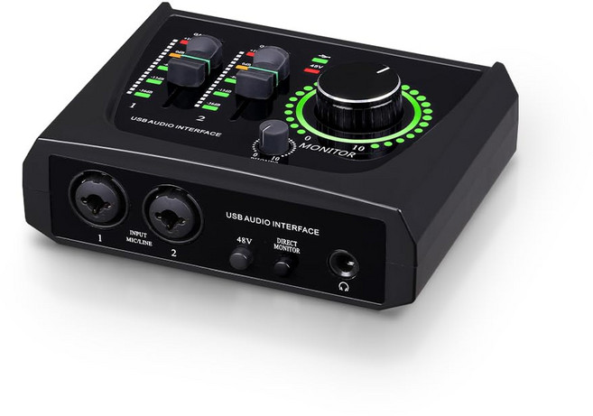 BOMGE 2 USB XLR 48V 미니 채널 오디오 인터페이스 녹음 스트리밍 포드 캐스팅