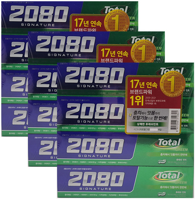 2080 시그니처토탈그린 후레쉬민트125gx4입, 덴탈크리닉 2080 시그니처 토탈그린 치약 125g 1, 125g, 12개