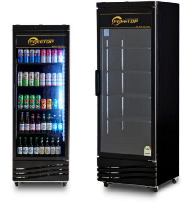 [프리탑] 올블랙 음료수 냉장고 소상공인 환급 1등급 음료 술 맥주 소주 카페 주류 냉장고 업소용 음료 쇼케이스 FT-470AB 검정, 올블랙 기본(우도어)