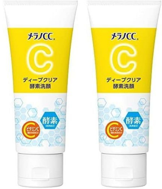 멜라노CC 멜라노 CC 딥 클리어 효소 클렌저 4.6온스(130g) x 비타민 C 블렌드 페이셜 클렌징 폼 모공 케어(x2) 폼클렝징 일본 출고, 130g, 2개