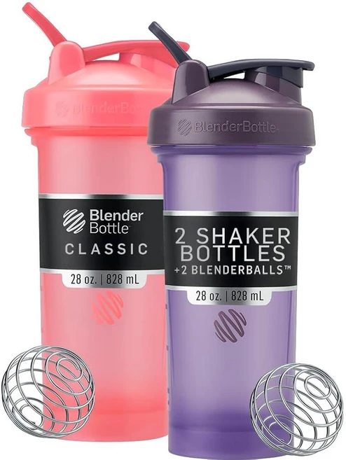 BlenderBottle 클래식 V2 쉐이커 보틀 단백질 쉐이크 및 운동 전 사용에 적합 828ml(28온스) (2팩) 블랙 및 네이비, BlenderBottle 클래식 V2 쉐이커 보틀 단백 - 쿠팡