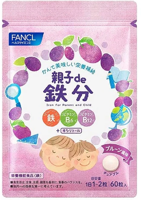 판켈 FANCL 부모와아이 de 철분 3090일분 츄어블 자물쇠 보조 식품 영양 어린이 철 / 비타민 B6 / 비타민 B12 물없이 씹어서 먹을 수 있다 철분 보충제 푸른 맛, 90정, 1개 - 쿠팡