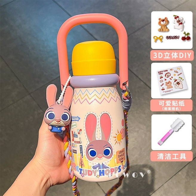 주토피아 주디 어린이 물병 빨대컵 텀블러 남아 여아 학생 물병 캐리터 보온병, 1+4 주디 610ml 스티커