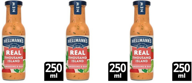 리얼 사우전 아일랜드 샐러드 드레싱 딥 소스, 3개, 250ml