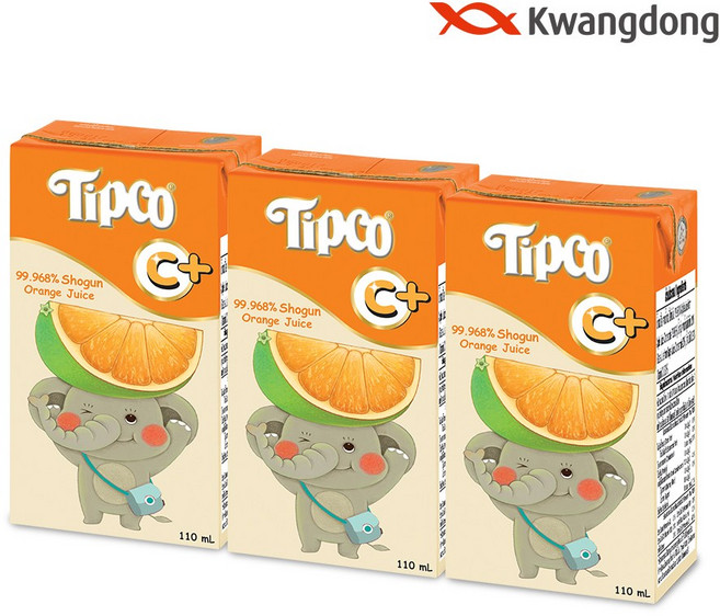 팁코 쇼군 오렌지 어린이 주스, 110ml, 36개