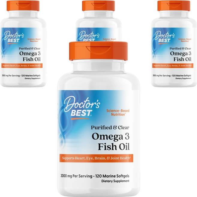 닥터스베스트 퓨리파이드 & 클리어 오메가 3 피쉬 오일 1000mg 마린 소프트젤, 120정, 4개 - 쿠팡
