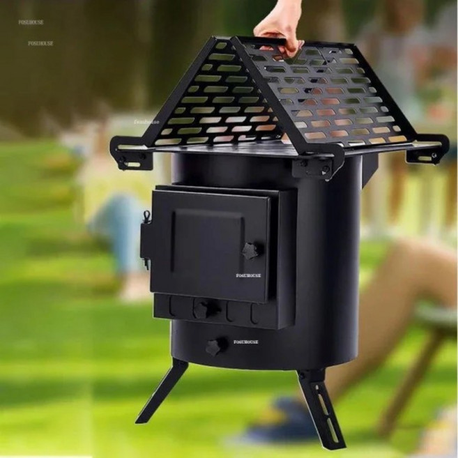 노르딕 치미네아스 야외 히터 안뜰 원형 바베큐 그릴 가정용 숯불 화로 테라스 장작 PP, 02 64cm stove
