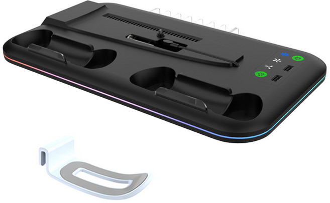 PS5 플스5 프로 슬림 거치대 스탠드 쿨러 충전 올인원, 1개, 블랙, P523