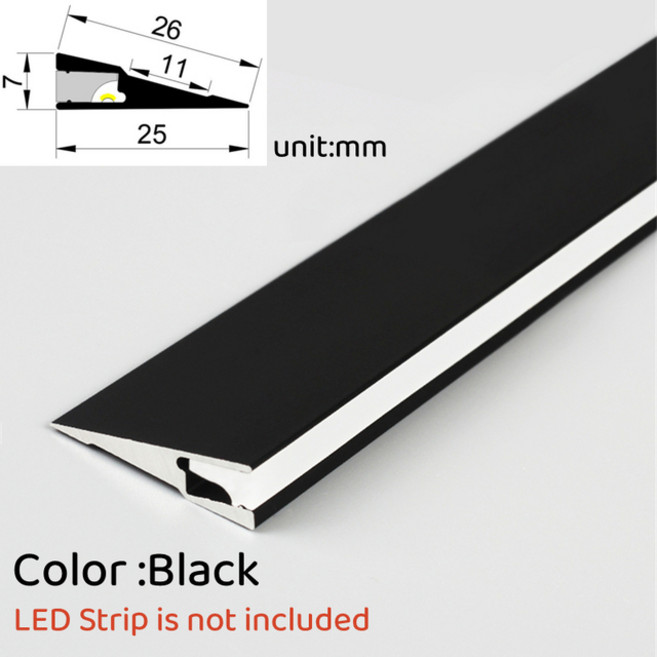 초박형 알루미늄 프로파일 표면 장착 LED 캐비닛 램프 45 도 사선 숨겨진 조명 자리 패널 7mm, 02 Black, 13 40cmX3pcs