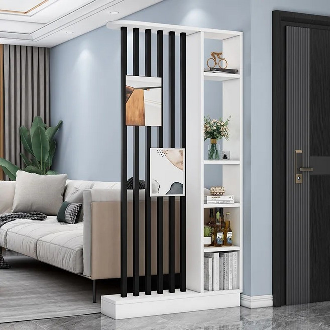 거실 현관 파티션 공간분리 가벽 파티션 사무실 침실 원룸 칸막이 선반 셀프 가벽 인테리어, 화이트+블랙 100cm