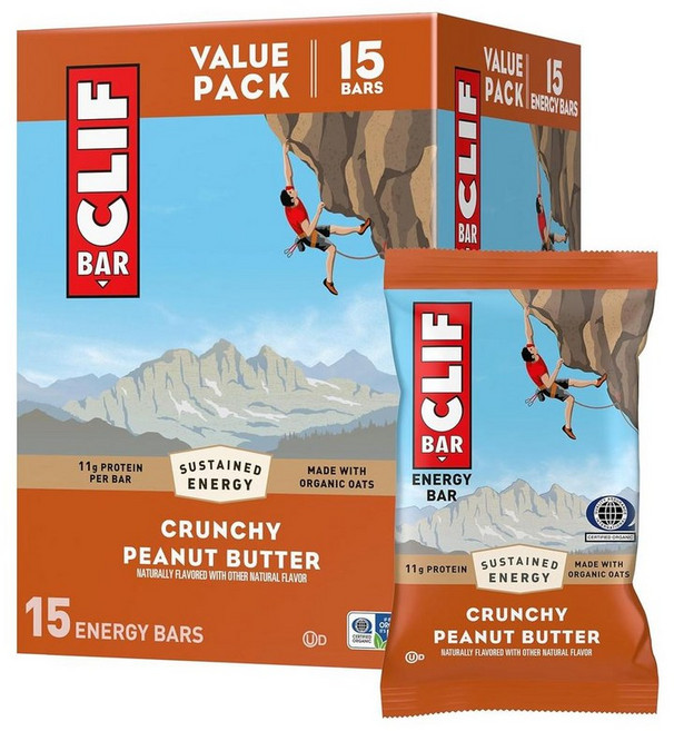 CLIF Bar 에너지 단백질바 크런치 피넛버터맛 15개입 1.02kg, 1세트