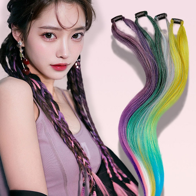 손쉬운 레게머리 땋은머리 힙합 뉴진스 똑딱핀 포인트 헤어 블레이즈, 얀-05번, 1개