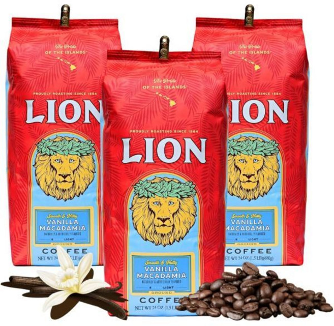 라이온 커피 바닐라 마카다미아 원두 24온스680g x3개입 향미 드립 하와이 연한 볶음 라이트 로스트 신패키지 선물 lion coffee, 680g