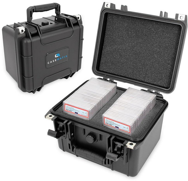 CASEMATIX 등급 카드 케이스 40 BGS PSA 슬래브 슬리브 등급 스포츠 트레이딩 카드 또는 150 개의 탑 로더 카드에 적합 방수 등급 스포츠 카드 케이스 및 칸막