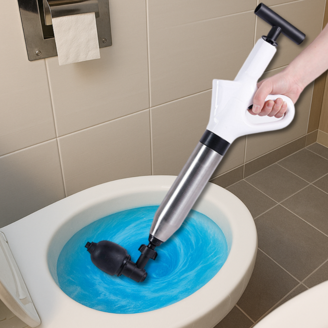 누바르 펌프샷 스테인리스 압축 에어 펌프 뚫어뻥, 실버퓨어화이트