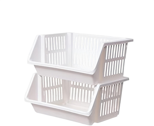 이즈리빙 적층형 오픈 바스켓, 크림화이트, 2개