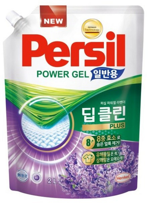 퍼실 딥클린 플러스 파워젤 라벤더 코튼 향 일반용 액상세제 리필, 2L, 2개