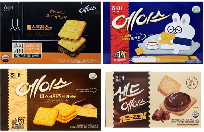 해태제과 NEW 에이스 / 바스크치즈케이크 / 씬 에스프레소 / 샌드에이스 찐초코 골라담기, 364g, 1개