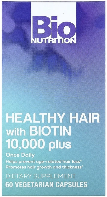바이오뉴트리션 헬시 헤어 비오틴 10000 플러스 베지터블 캡슐, 1개, 60정 - 쿠팡