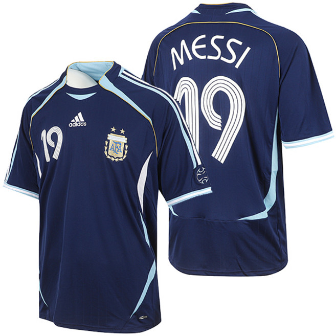 아디다스 아르헨티나 AWAY 저지 반팔 유니폼 MESSI 19 마킹 2006 리메이크 네이비-화이트 로고, 상세설명참조