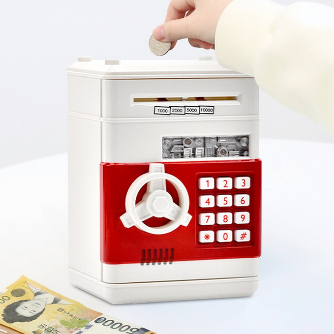 스토리빙 개인 미니 금고 지폐 저금통, 화이트, 1개