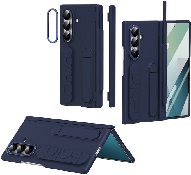 Elvo 갤럭시 Z폴드 7/6 케이스 투 명 힌지보호 핸드스트랩 스텐드거치대 sPen 2개힌지 교체 가능