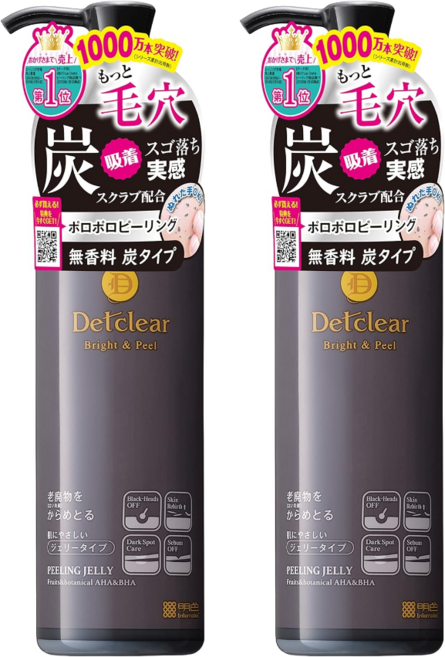 데트클리어 브라이트 필링젤 180ml 2개입 숯 스크럽 함유, 2개