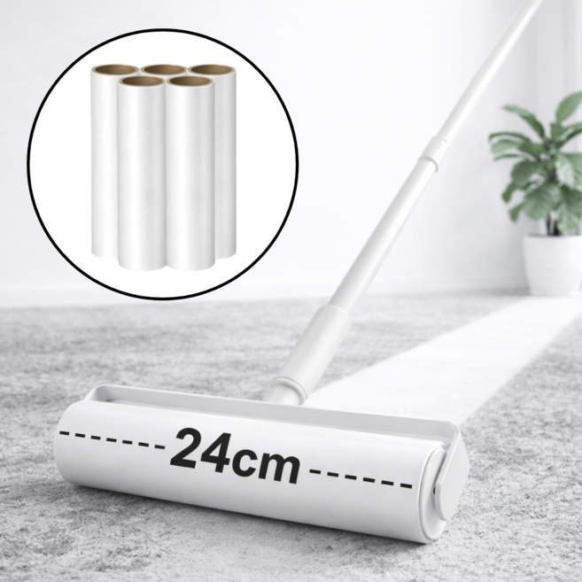 로빈홈즈 초강력 돌돌이 24cm 광폭 롱핸들 테이프 클리너 본품+리필5개, 1세트