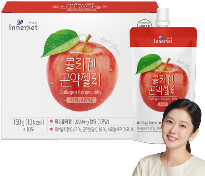 [ 휴온스N 공식] 이너셋 콜라겐 곤약젤리 사과맛, 150g, 1개