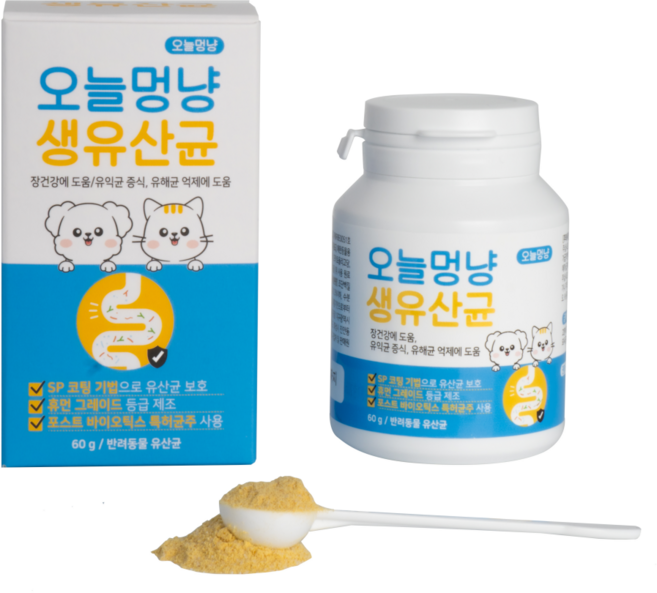 오늘멍냥 고양이 강아지 유산균 프로바이오틱스 장건강 60g, 1개, 장건강/유산균