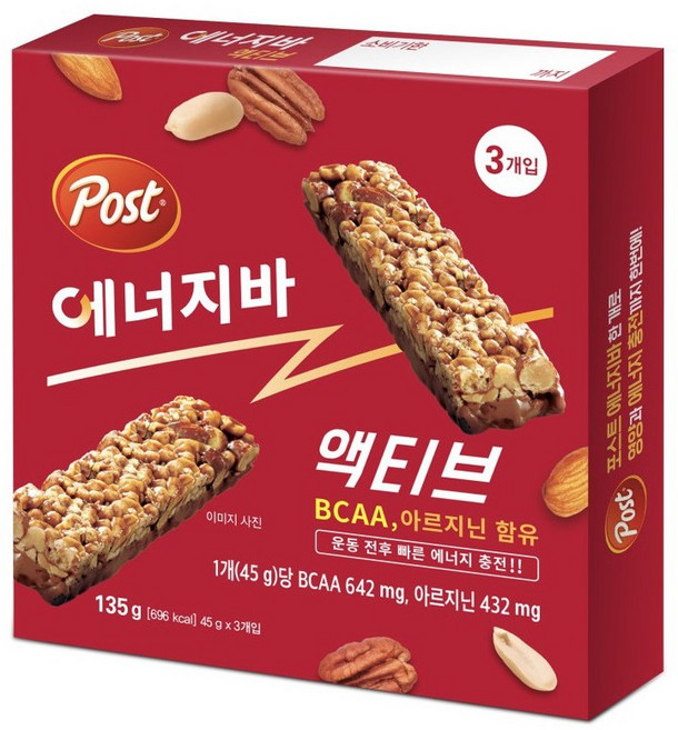 포스트 에너지바 액티브 3p, 135g, 1개