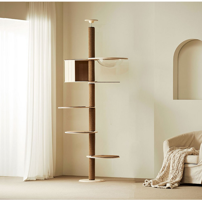 디어캣 원목 캣폴 캣타워 베스트1 세트, 1개, 스크래쳐 : 아이보리