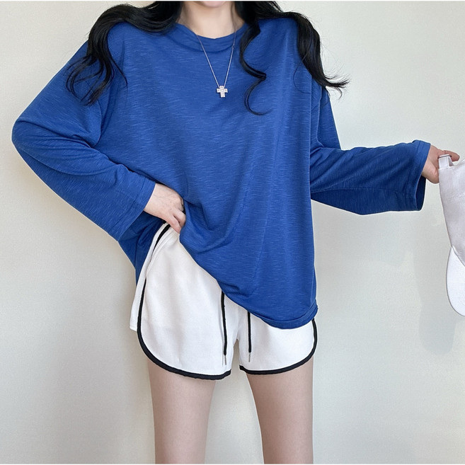 제이앤썸 얇은 긴팔 롱슬리브 여름 시스루 레이어드 라운드넥 이너 티셔츠 흠뻑쇼 워터밤